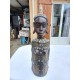Statue Africaine Femme Bois , laiton , Perles , Coquillages