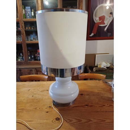 Lampe Vintage des Années 70 Opaline Blanche