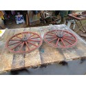 Paire de Roues Anciennes en Bois et Gomme