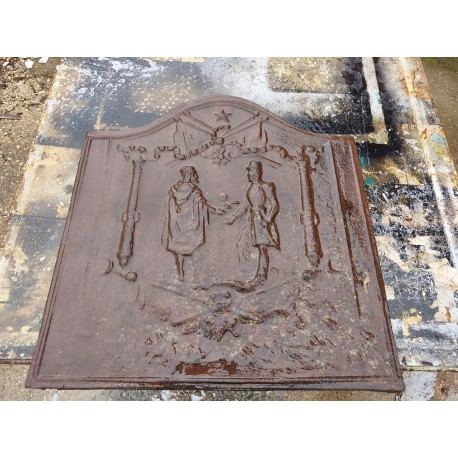 Plaque de Cheminée Fonte 19 ème " Bugeaud et Abdelkader "