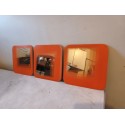 3 Miroirs Vintage Verre Orange