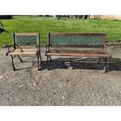 Banc + Fauteuil de Jardin Fonte et Bois