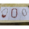 3 Colliers Vintage Corail , Perles et Coquillages