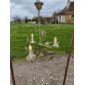 Lustre Vintage en Métal Doré décor Floral