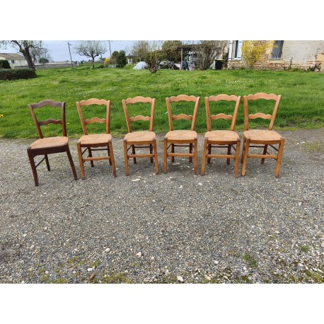 6 Chaises Paillées Anciennes