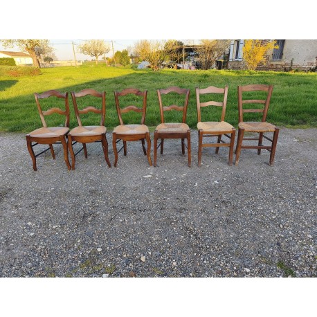 6 Chaises Paillées Anciennes