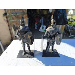 Paire de Serre Livres en Métal " Chevaliers en Armure "