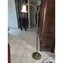 Lampe sur Pied Laiton et Tulipe Verre