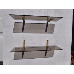 Paire d'étagères en Verre Fumé