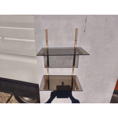 Paire d' étagères en Verre Fumé