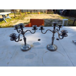 Paire de Candélabres en Métal Argenté