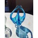 2 Vides Poche en Cristal Bleu et Verre Soufflé