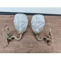 Paire d'Appliques Laiton et Pate de Verre