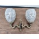 Paire d'Appliques Laiton et Pate de Verre