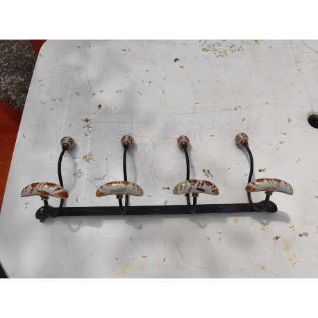 Porte Manteaux Fer , Faience et Laiton