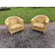 Paire de Fauteuils Simili cuir Marron clair Vintage