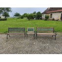Salon de Jardin , 2 Bancs + Fauteuil de Jardin Fonte et Bois