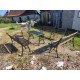 Salon de Jardin , Table , 3 Bancs + 2 Fauteuils Fonte et Bois