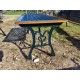 Salon de Jardin , Table , 3 Bancs + 2 Fauteuils Fonte et Bois