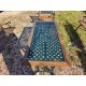 Salon de Jardin , Table , 3 Bancs + 2 Fauteuils Fonte et Bois