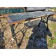 Salon de Jardin , Table , 3 Bancs + 2 Fauteuils Fonte et Bois