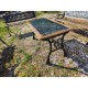 Salon de Jardin , Table , 3 Bancs + 2 Fauteuils Fonte et Bois