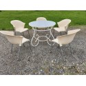 Salon de Jardin Fer Forgé Table + 5 Fauteuils