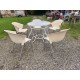 Salon de Jardin Fer Forgé Table + 5 Fauteuils