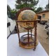 Bar globe terrestre vintage mappe monde en bois avec roulettes