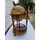 Bar globe terrestre vintage mappe monde en bois avec roulettes