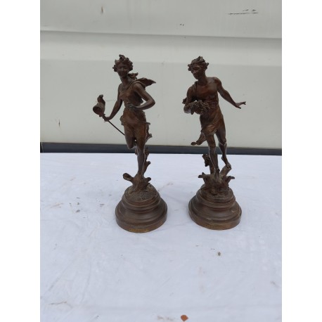 Lot de 2 anciens régules par Ferrand sculpteur signés