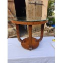 Table Art déco Noyer Plateau Miroir