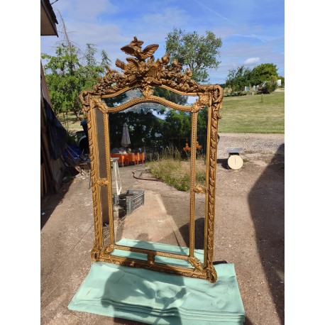 Grand Miroir Pare close 19 ème Bois et Stuk doré