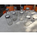 8 Flacons d' Apothicaire , Pharmacie Verre , Opaline et étain