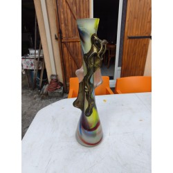 Vase en Pate de Verre et Bronze de F.Silviy