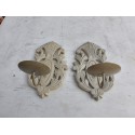 Paire d'Appliques Bois et Fer cérusées