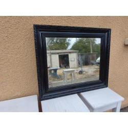 Miroir Bois Laqué Noir " Piqué d'Origine "