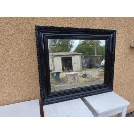 Miroir Bois Laqué Noir " Piqué d'Origine "