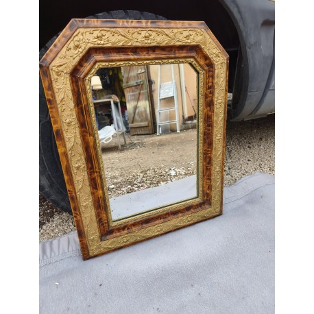 Miroir 19 éme Faux Bois et Stuk doré