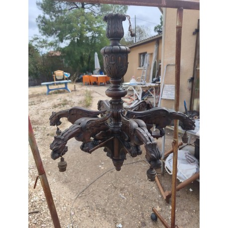 Lustre en chêne de Style Néo- Gothique