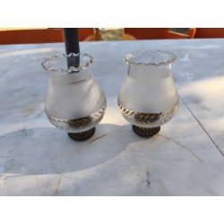 Paire de Tulipe verre et Laiton décor Or