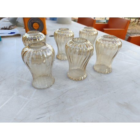 6 Tulipes Verre des Années 60