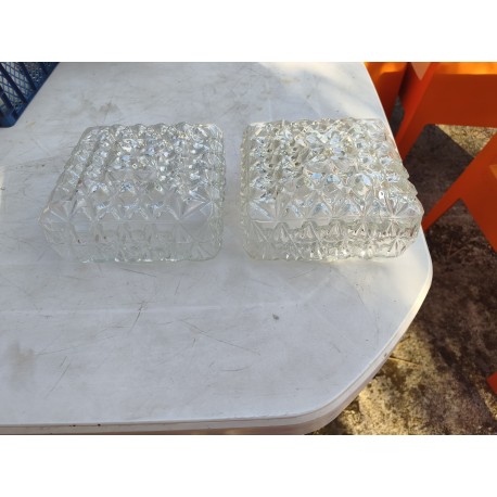 Paire de Plafonnier Verre Transparent des Années 60