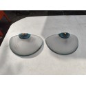 Paire d'Appliques Art déco Verre Opalin cuivre et laiton