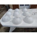 Lot de 9 Suspensions Vintage en Verre Opalin Blanc