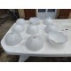 Lot de 9 Suspensions Vintage en Verre Opalin Blanc