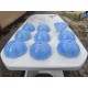 Lot de 9 Suspensions Vintage en Verre Opalin Bleu