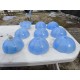 Lot de 9 Suspensions Vintage en Verre Opalin Bleu