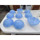 Lot de 9 Suspensions Vintage en Verre Opalin Bleu
