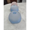 Lot de 3 Suspensions Vintage en Verre Opalin Bleu et Rose